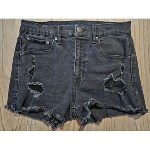 Aeropostale Distressed Cutoff Jean Shorts Junior's Size 4 Black